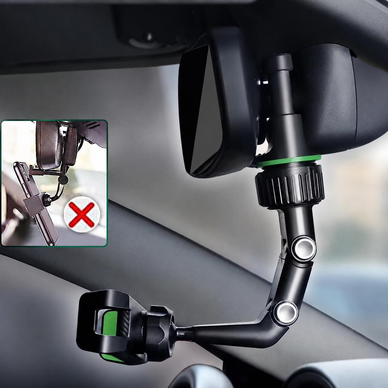 Universal Rearview Mirror Phone Mount