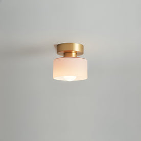 Home Decor/Ceiling Lights : Bauhaus Geometric Alabaster Semi-Flush Ceiling Light Drum in Gold Pink van Vanda Liamo