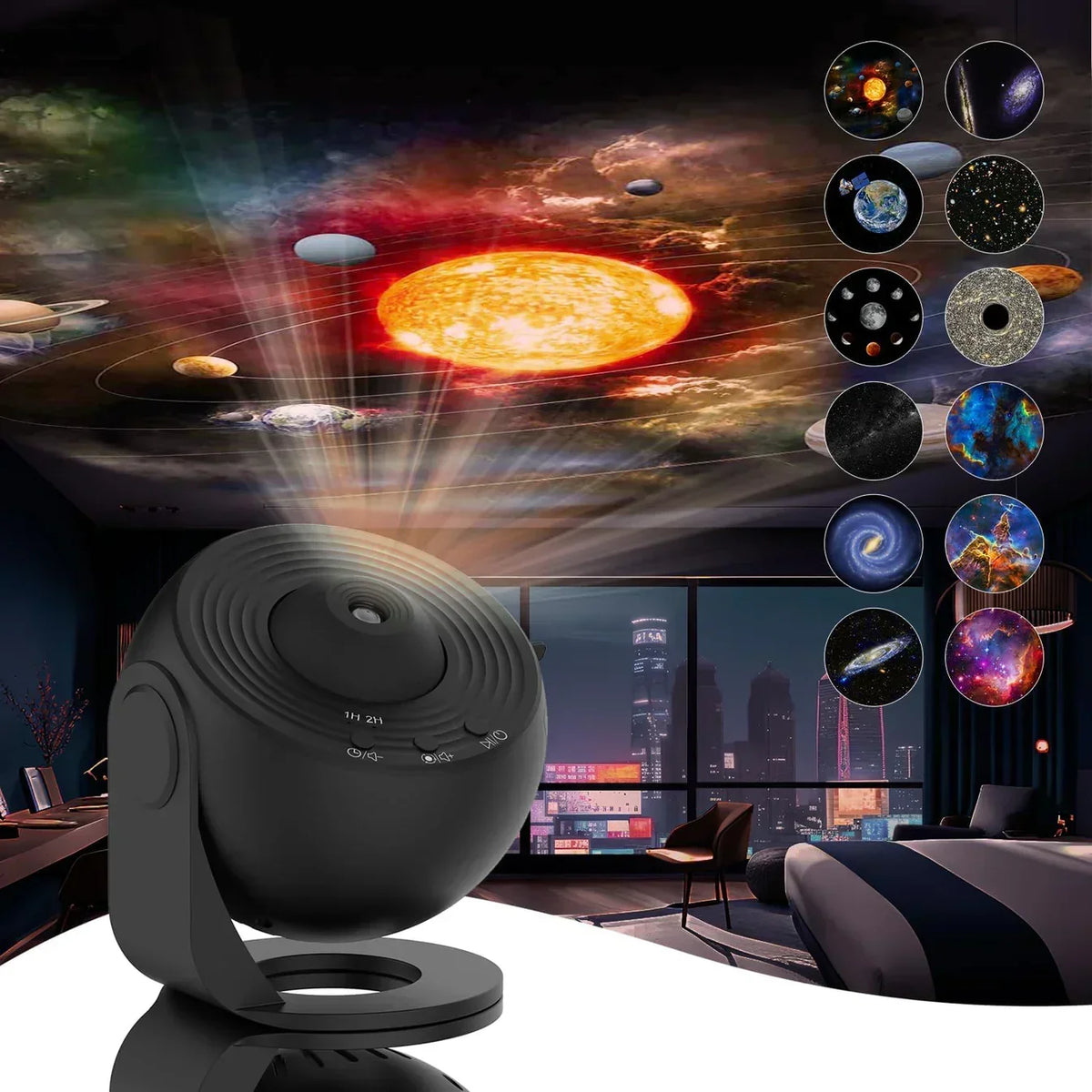 Galaxy Star Projector – 360° Rotating Night Sky Lamp with 13 Discs