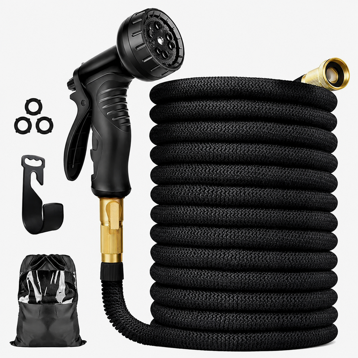 Expandable Garden Hose with 8-Pattern Spray Nozzle