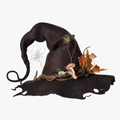 Floral Embellished Felt Witch Hat