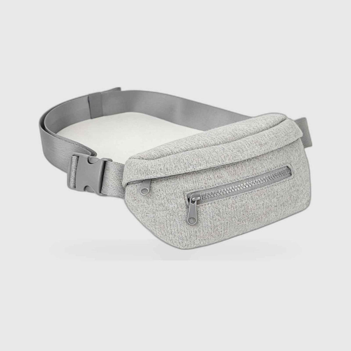 Belt Bag : Neoprene Belt Bag – Hands-Free Crossbody Waist Pack in Light Gray van Vanda Liamo
