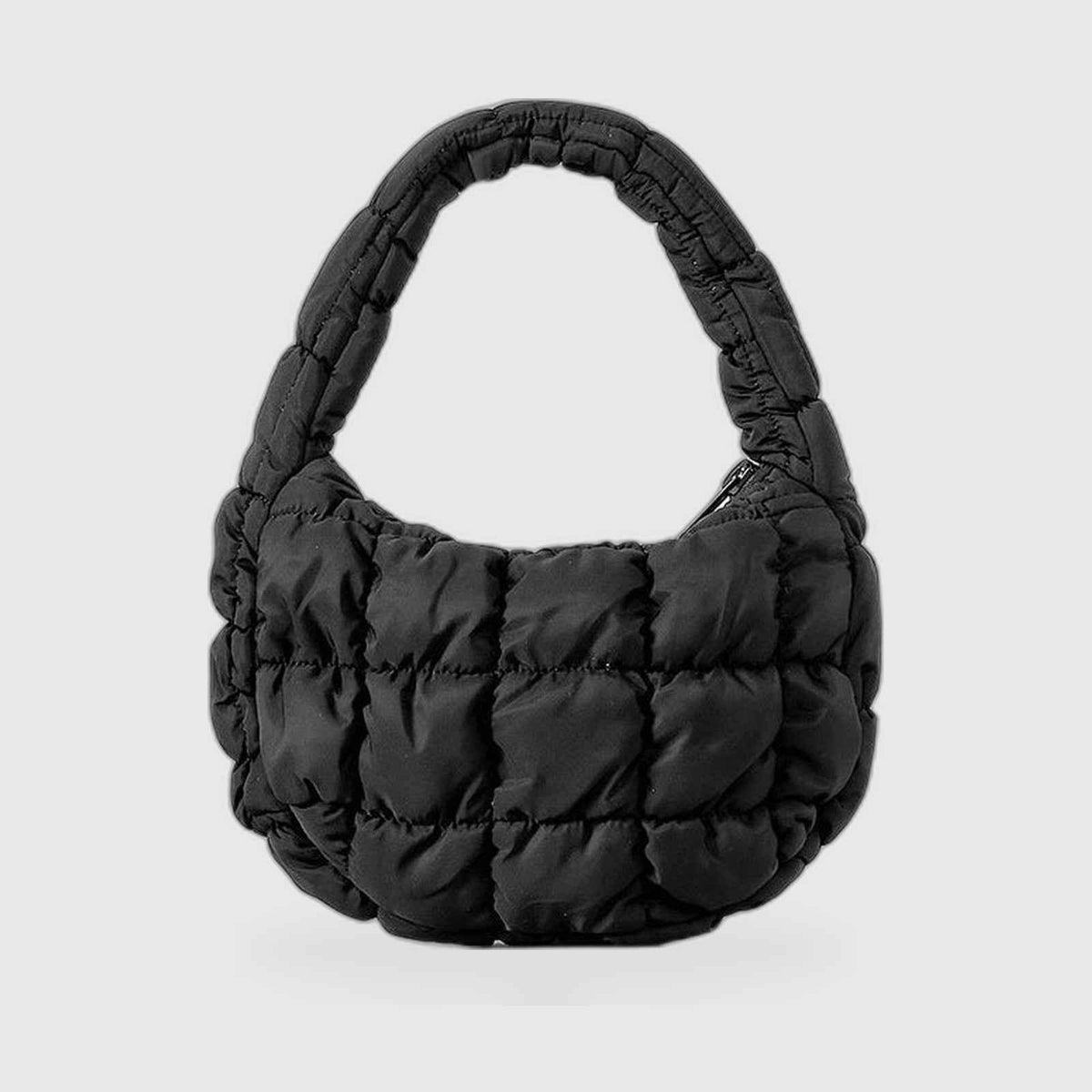 Hobo Bag : Puffy Quilted Hobo Bag – Soft Daily Shoulder Bag in Black van Vanda Liamo