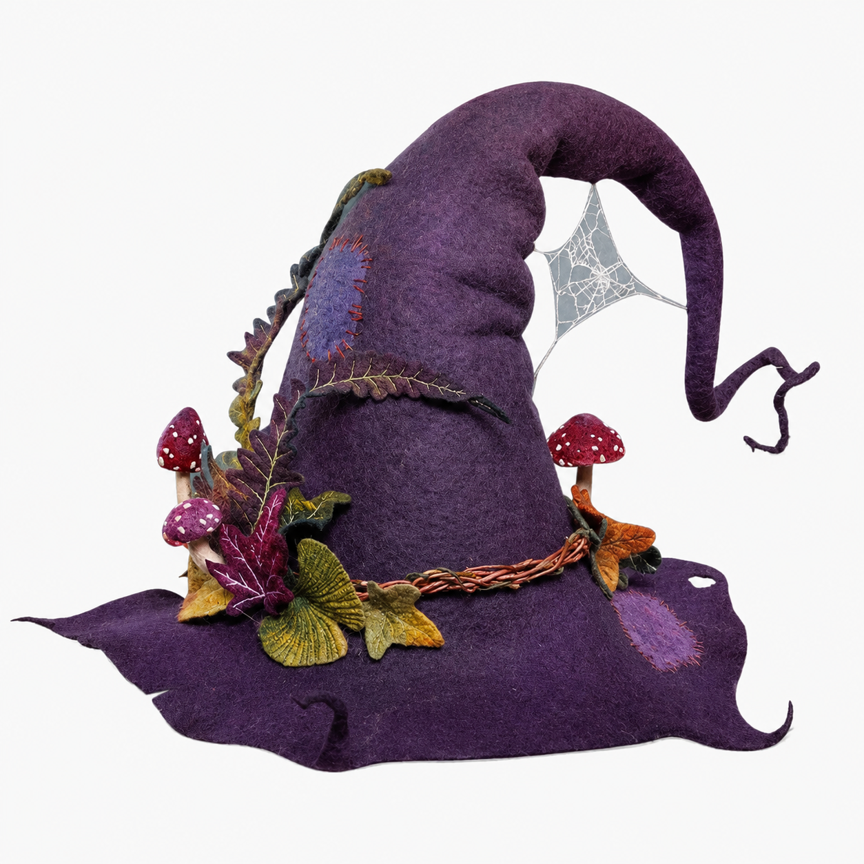 Gifts – Seasonal – Halloween : Floral Embellished Felt Witch Hat in Purple van Vandaliamo
