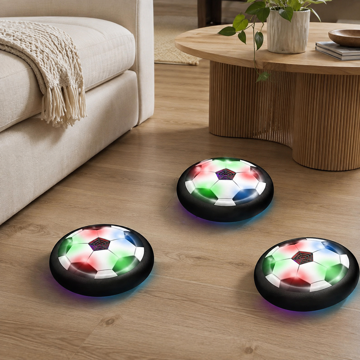 2 Pieces Indoor LED Air Soccer Balls with Soft Foam Bumpers