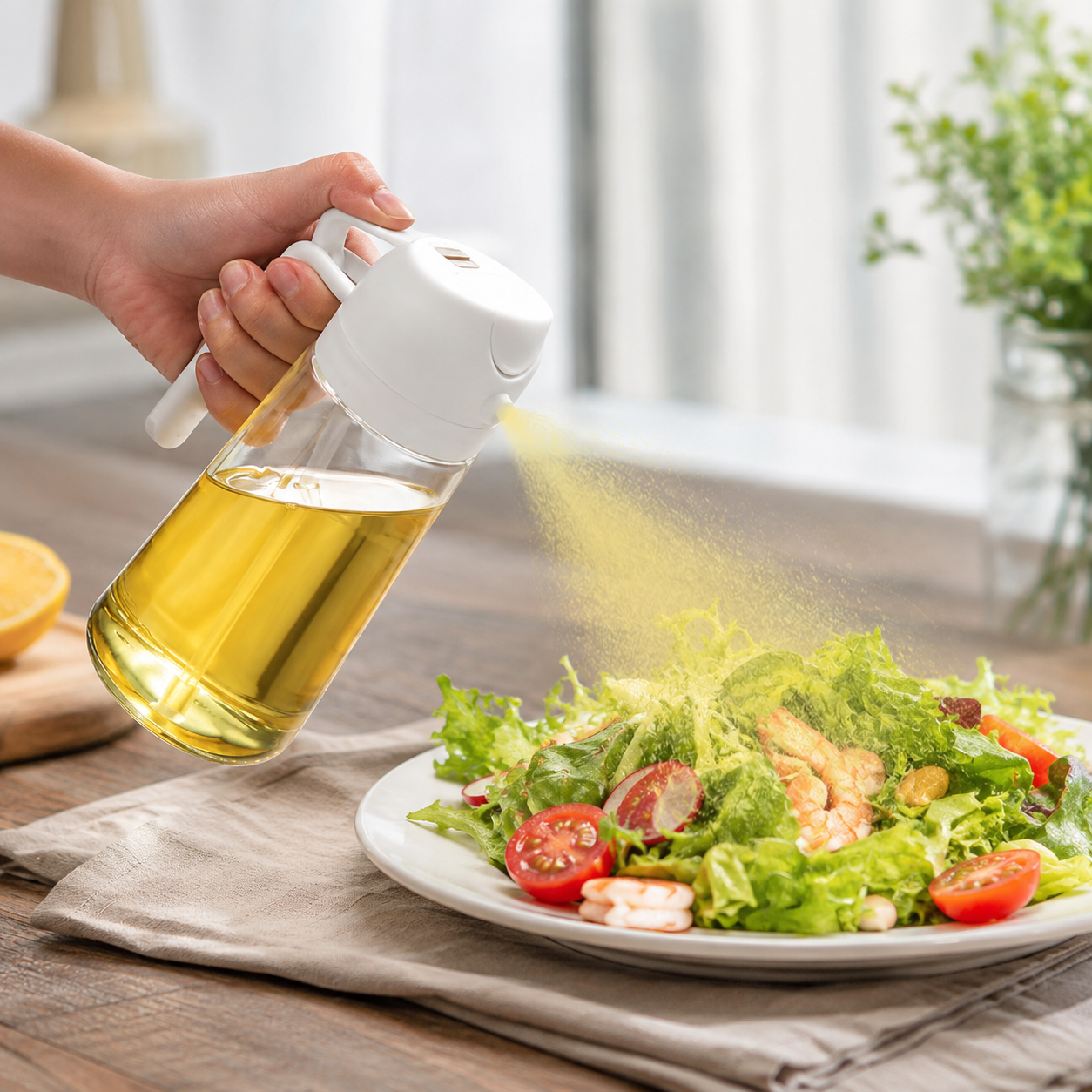 2 Pack Oil Dispenser and Sprayer Bottle for Kitchen