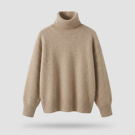 women's sweater : Women's Cashmere Sweater with Turtleneck Collar in Beige van Vanda Liamo