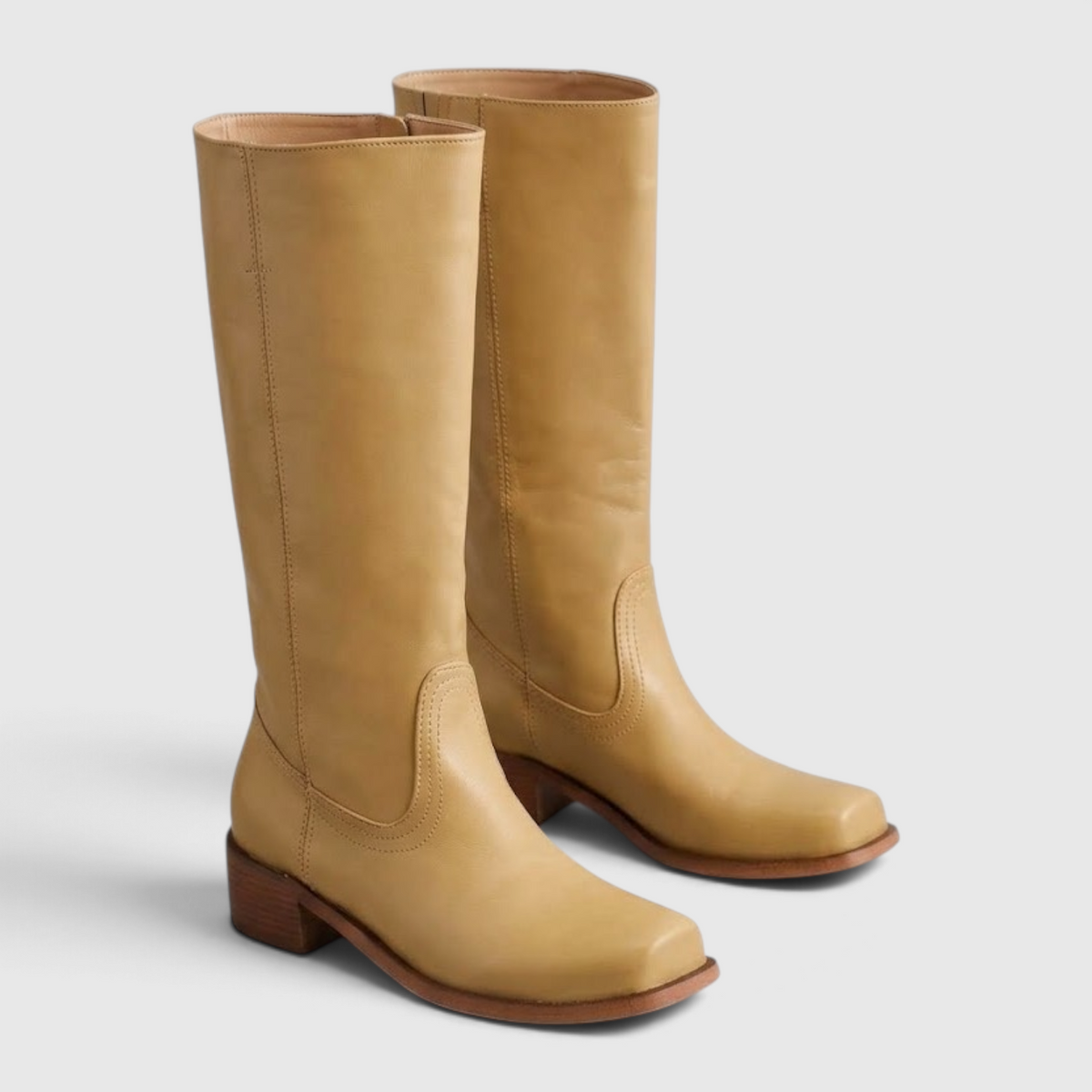 Fashion : Women's Knee-High Leather Boots with Heel in Yellow van Vanda Liamo