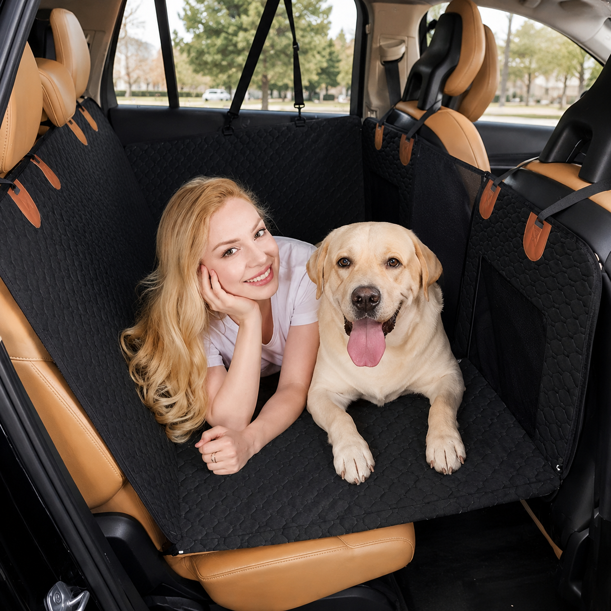 Pets & Supplies : Waterproof Black Car Seat Cover for Dogs - Universal, Extendable, Non-Slip, Full Protection in van Vandaliamo
