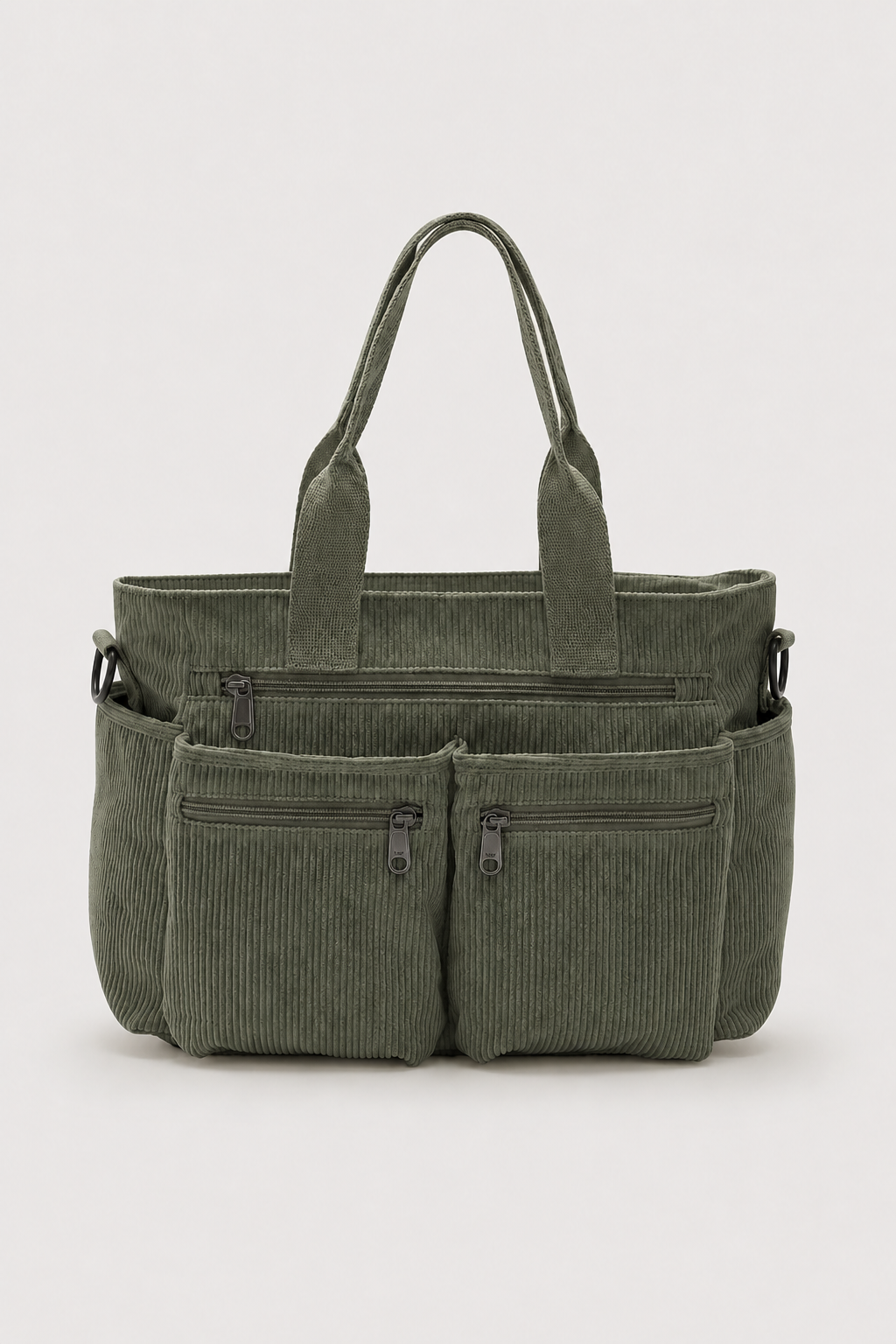 Crossbody Bag : Soft-Ribbed Multi-Pocket Crossbody Bag - Spacious Everyday Utility Companion in Olive Green van Vandaliamo