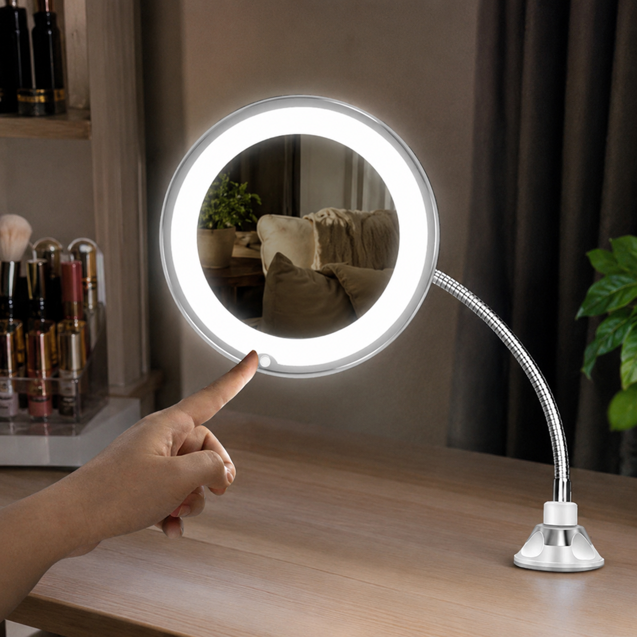 10X Magnifying LED Lighted Flexible Gooseneck Mirror