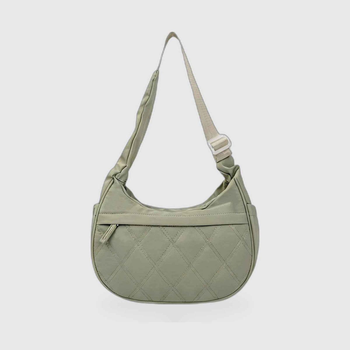 Hobo Bag : Quilted Crescent Hobo Bag – Diamond-Stitch Shoulder Bag in Army Green van Vanda Liamo