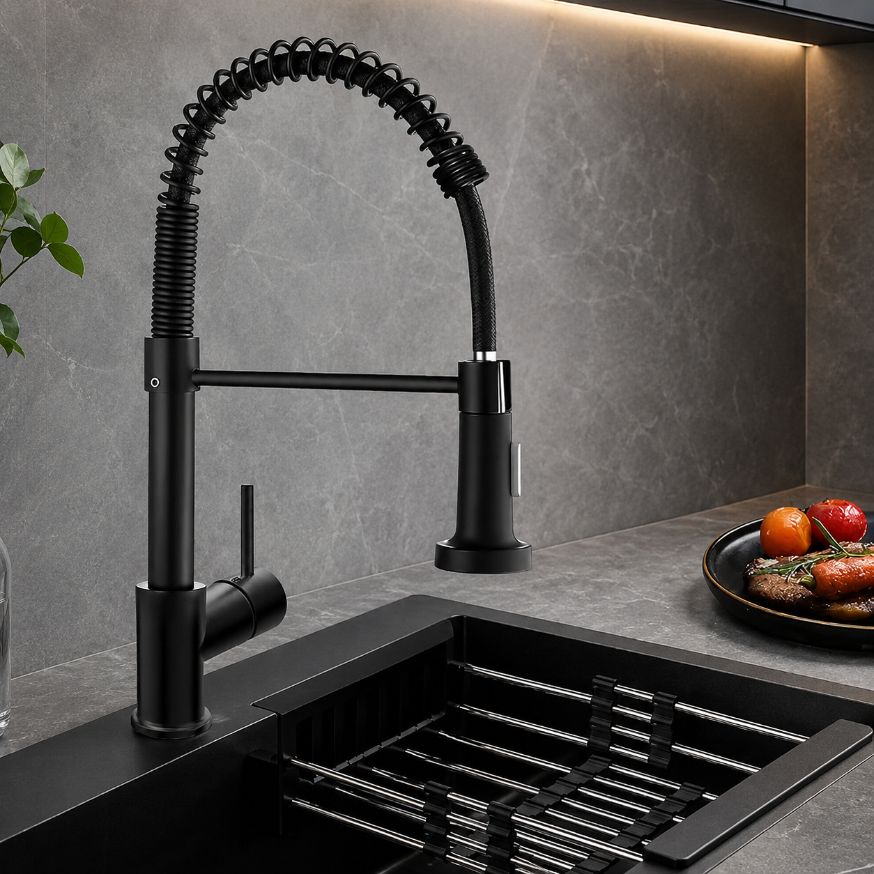 Pull-Down Commercial Spring Kitchen Faucet
