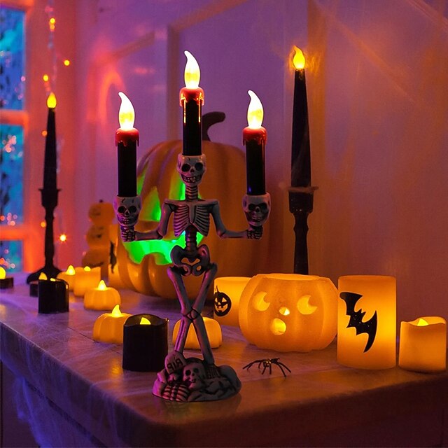 Skeleton Candelabra LED Candle Holder - Spooky Table Light