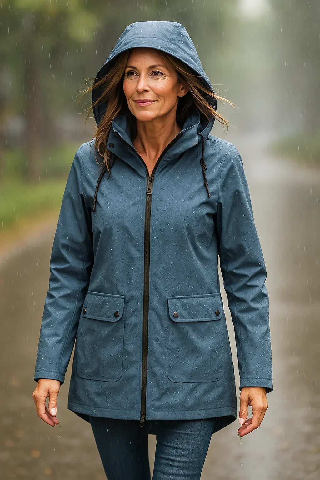 Outerwear : Women's Parka - Drawstring Hood with Extended Back Hem in van Vanda Liamo