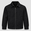 Men's Suede-Look Short Jacket with Turndown Collar
