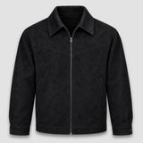 Men's Suede-Look Short Jacket with Turndown Collar