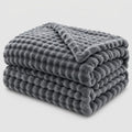 Textured Coral Fleece Throw Blanket for Sofa and Bed