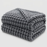 Textured Coral Fleece Throw Blanket for Sofa and Bed