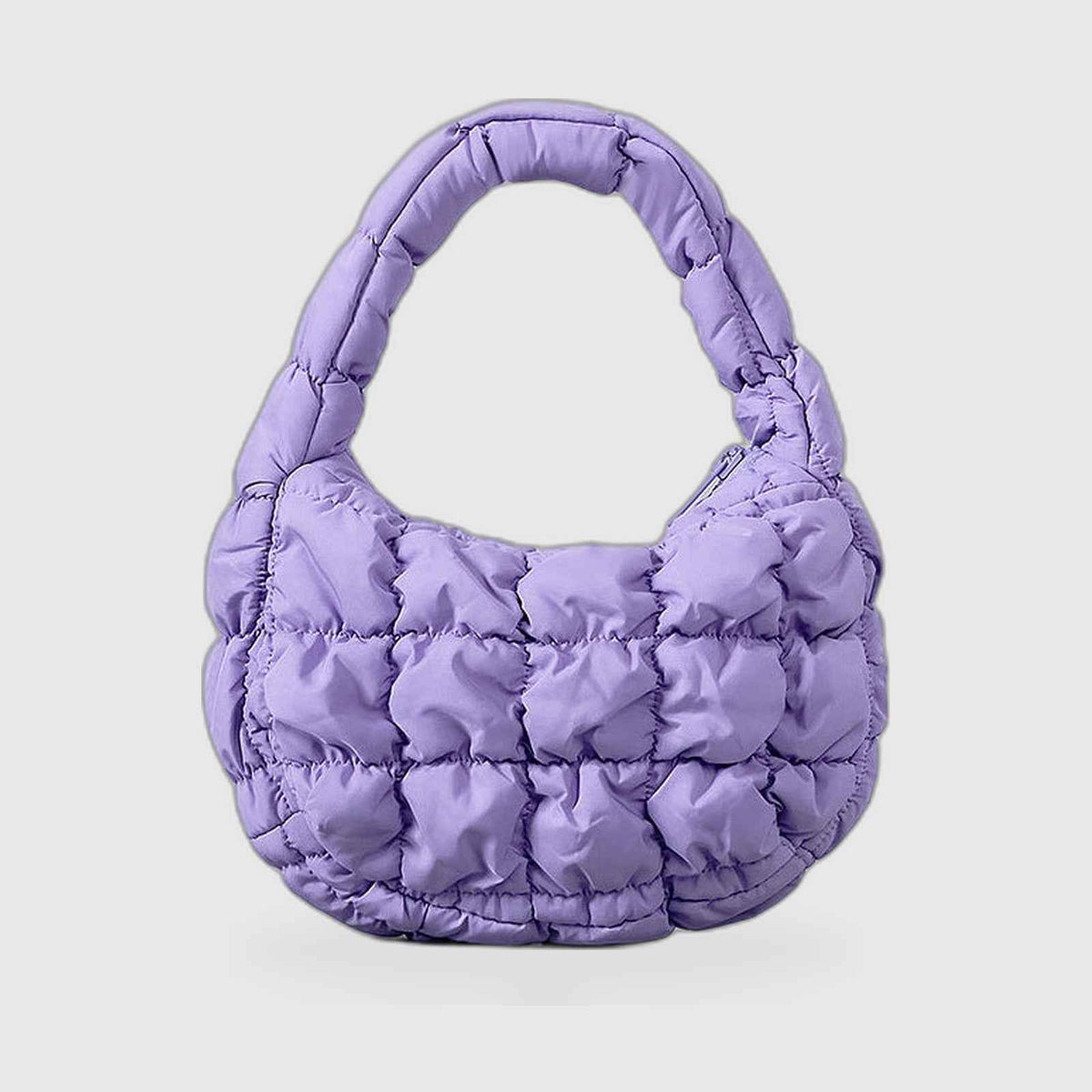 Hobo Bag : Puffy Quilted Hobo Bag – Soft Daily Shoulder Bag in Purple van Vanda Liamo