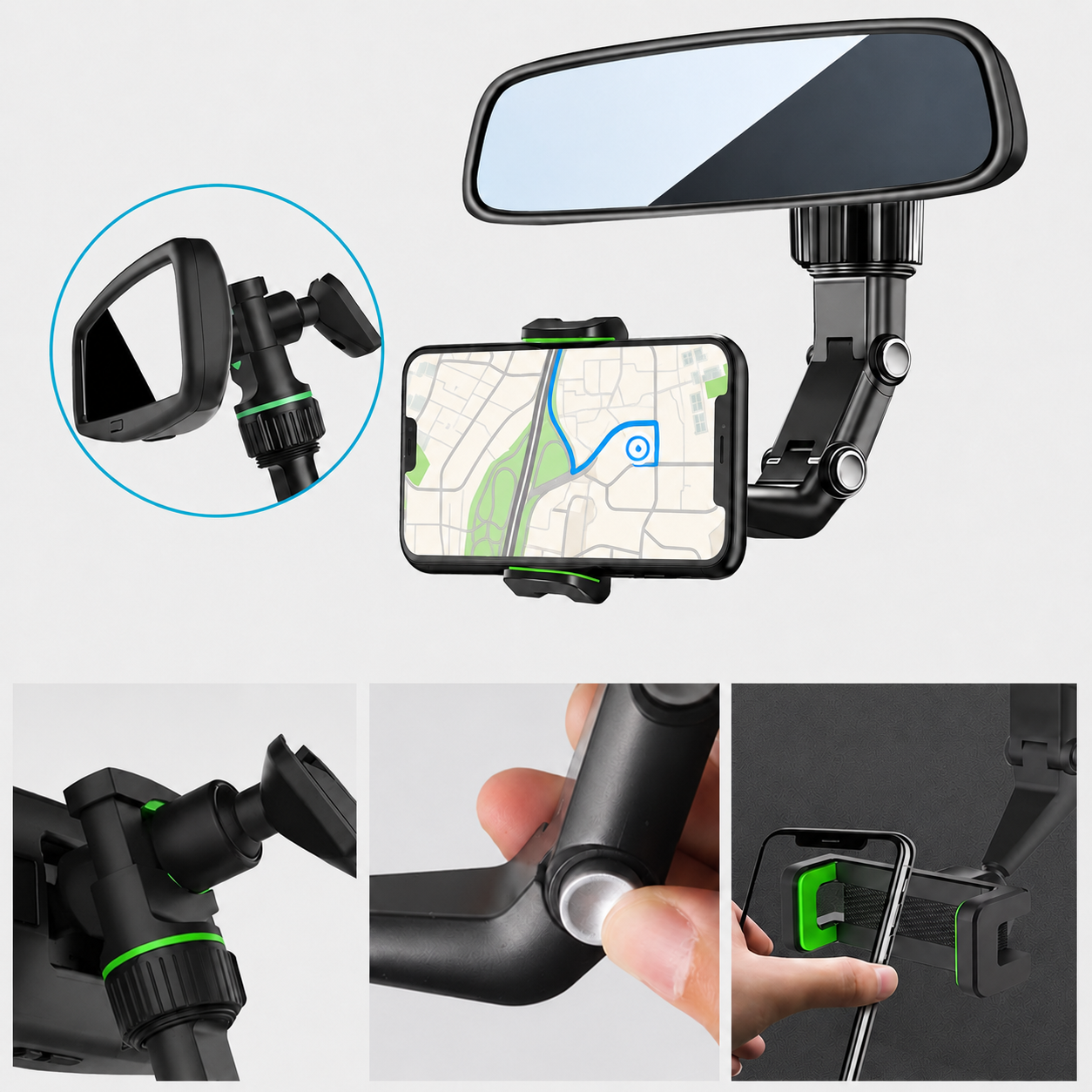 Universal Rearview Mirror Phone Mount
