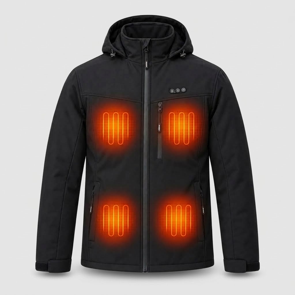 Jackets : Men's Heated Jacket with 8 Heat Zones - Powerbank Compatible in Black van Vanda Liamo
