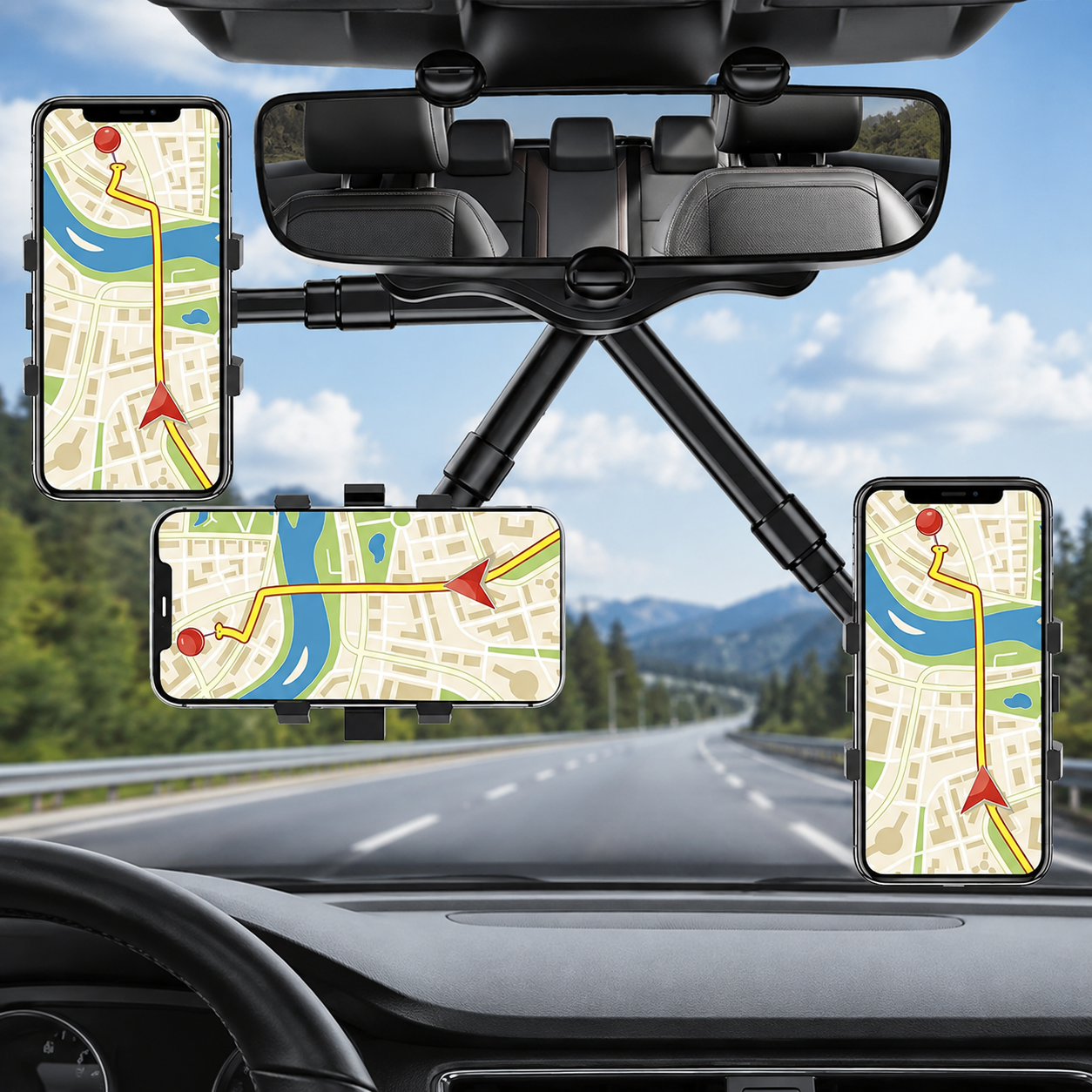 Universal Rearview Mirror Hands-Free Phone Holder