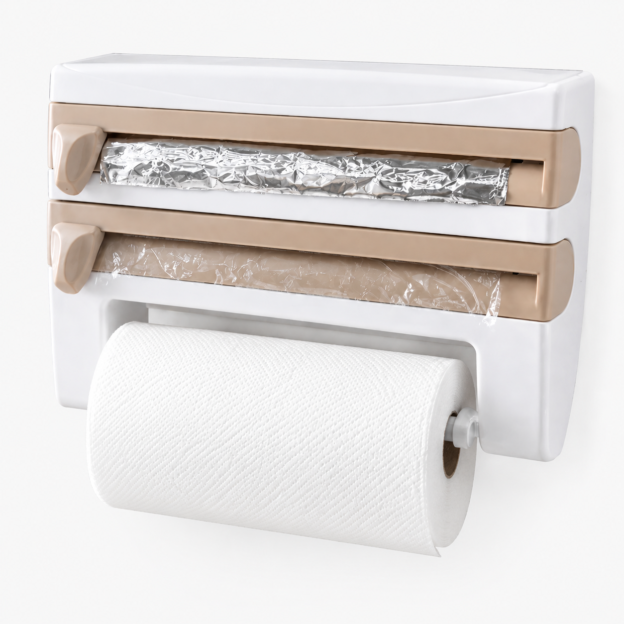4-in-1 Wall-Mounted Kitchen Wrap Dispenser & Towel Holder