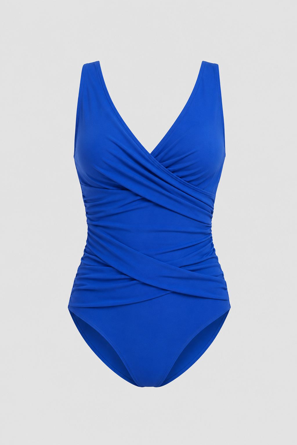 Swimwear : Dark Blue Wrap Swimsuit - Slimming Ruched One-Piece in Dark Blue van Vandaliamo