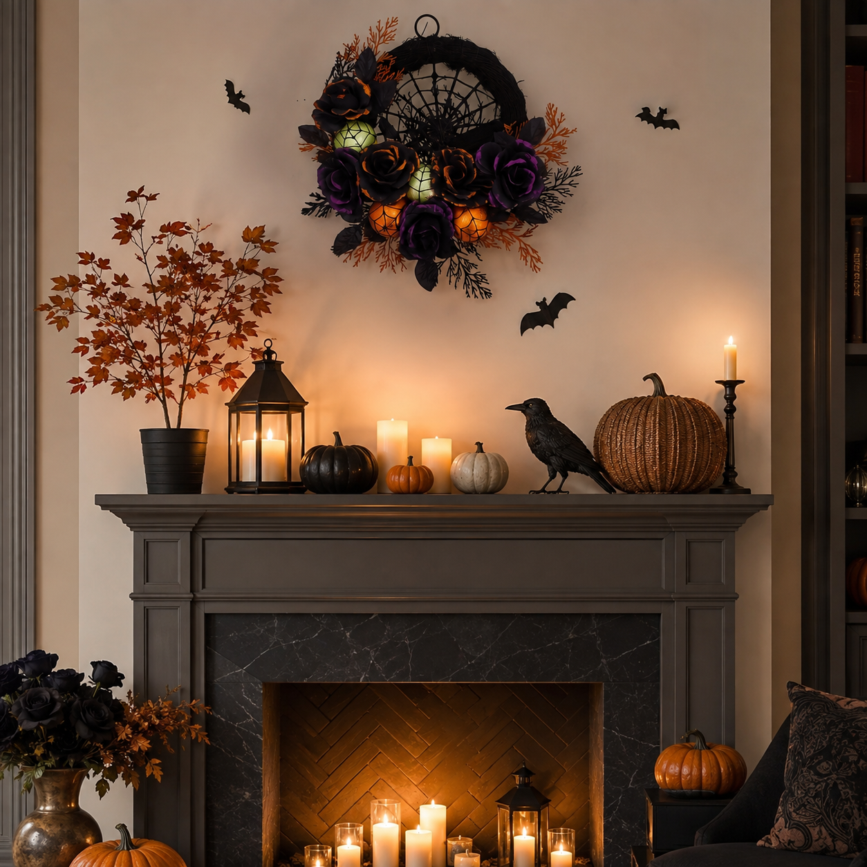 Gifts – Seasonal – Halloween : Spider and Black Rose Halloween Wreath in van Vandaliamo
