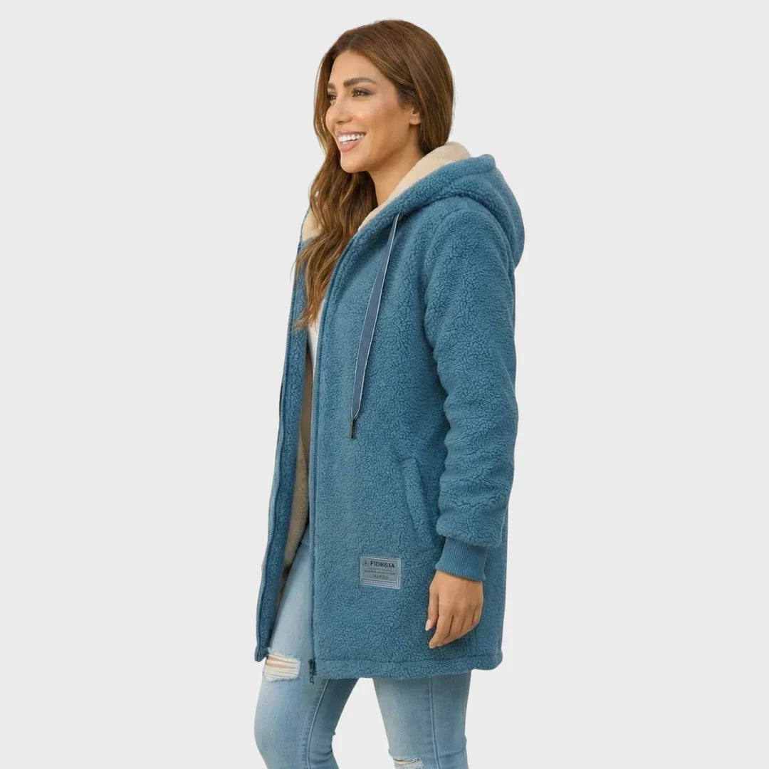 Jacket : Women's Hooded Teddy Jacket with Zip Closure in van Vandaliamo