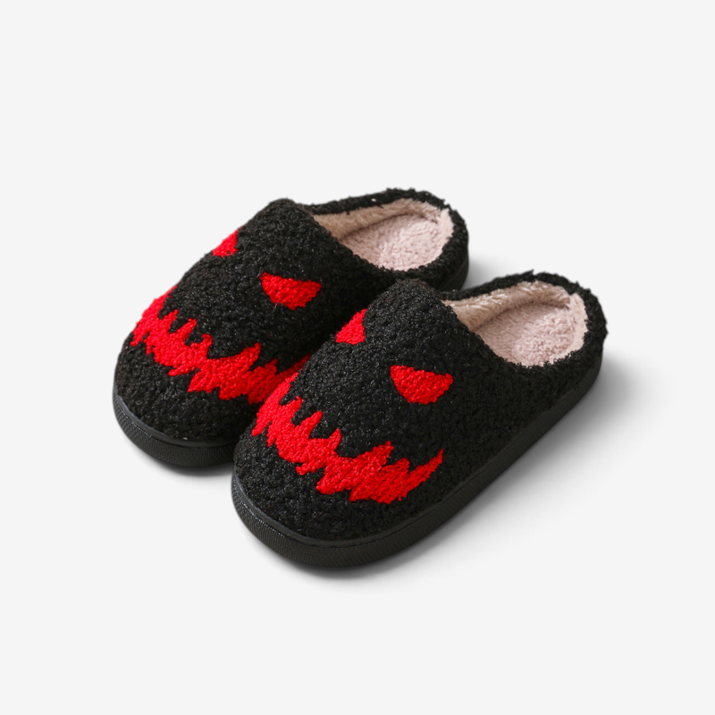 Gifts – Seasonal – Halloween : Skull Design Halloween Plush Slippers in Red van Vandaliamo