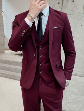 Menswear/Suits : Men's Three-Piece Suit - Two-Button Classic Cut in Wit van Vanda Liamo