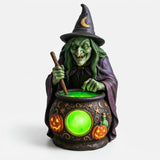 Witch Cauldron Resin Table Lamp with Neon Green LED