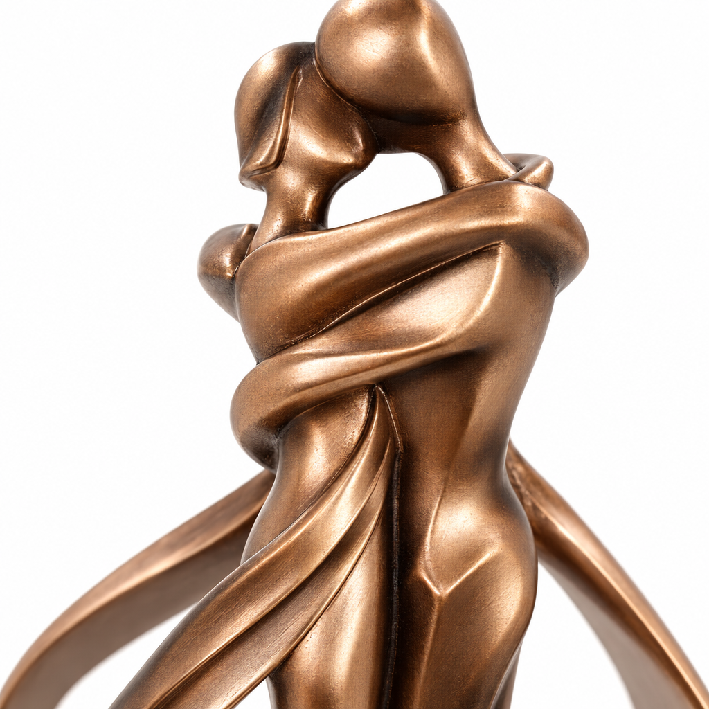 Embracing Couple Sculpture - Bronze-Look Resin Home Decor Statue