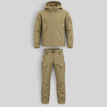 Men's Outdoor Set - Padded Winter Jacket with Hood and Cargo Pants