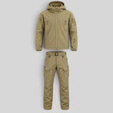 Men's Outdoor Set - Padded Winter Jacket with Hood and Cargo Pants