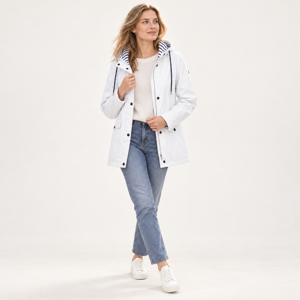Women's Lightweight Hooded Jacket with Striped Lining
