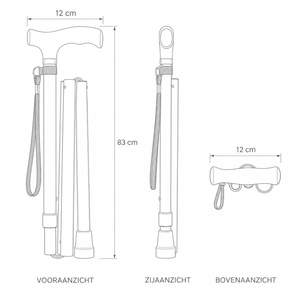 health care : Foldable Aluminum Walking Stick with T-Handle and Wrist Strap in van Vanda Liamo