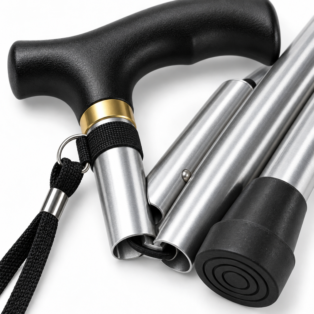 health care : Foldable Aluminum Walking Stick with T-Handle and Wrist Strap in van Vanda Liamo