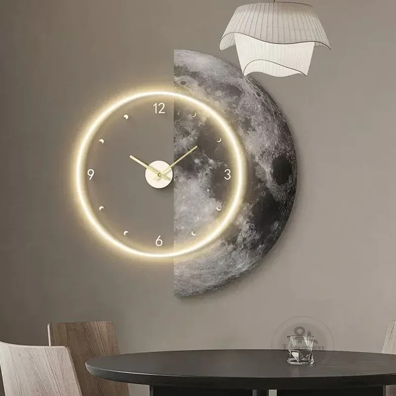 Moon Wall Clock – Soft LED Glow with Celestial Design