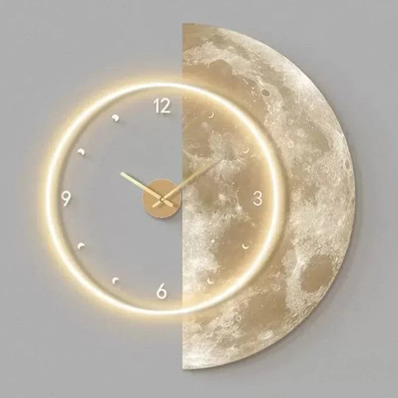 Moon Wall Clock – Soft LED Glow with Celestial Design