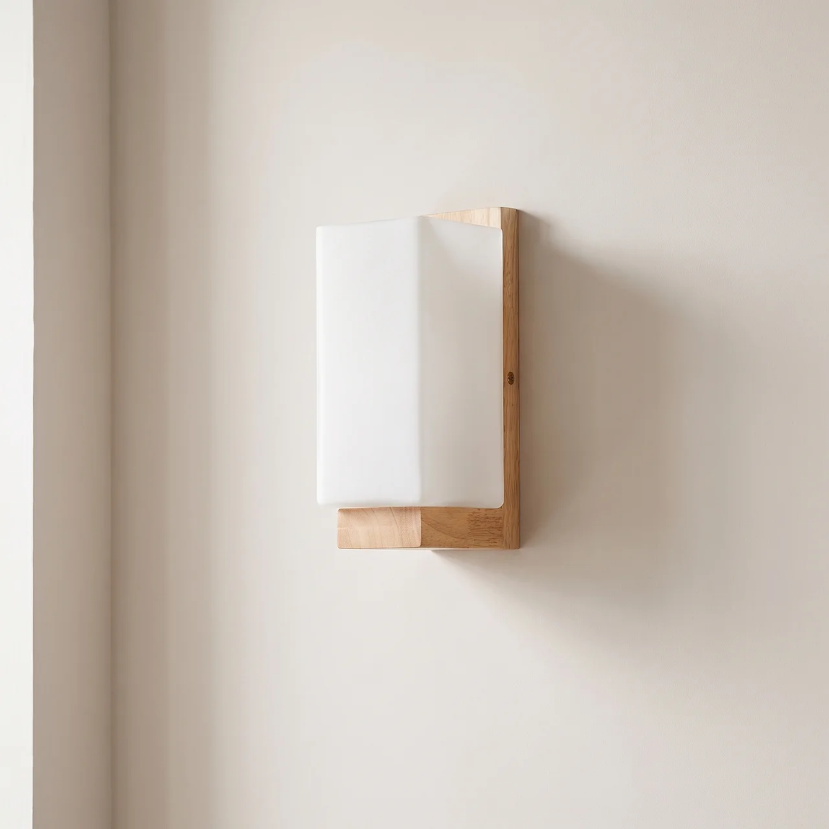 Wall Sconce with Rectangular Wood Frame and Glass Shade
