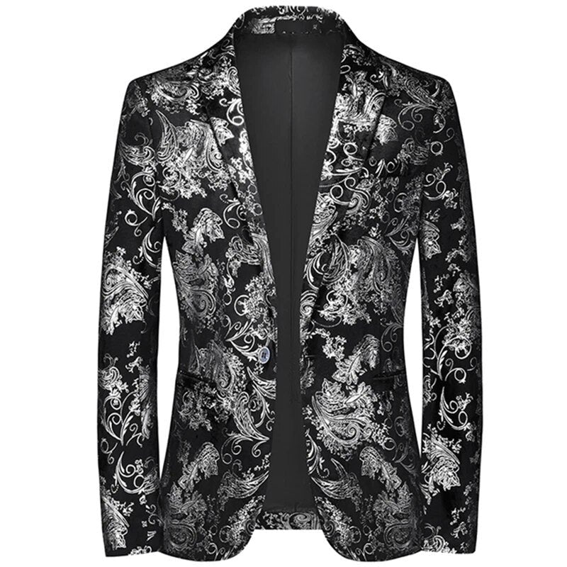 Menswear/Outerwear : Men's Business Blazer - Baroque Print, Oscar in Goud van Vanda Liamo
