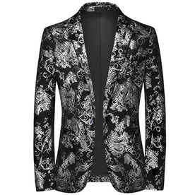 Menswear/Outerwear : Men's Business Blazer - Baroque Print, Oscar in Goud van Vanda Liamo