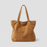 Suede Shopper Bag with Zip Closure