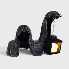 Home & Garden > Decor > Seasonal & Holiday Decorations : Ghost Figure with Lantern - Glowing Halloween Decoration Gray in Default Title van Vandaliamo