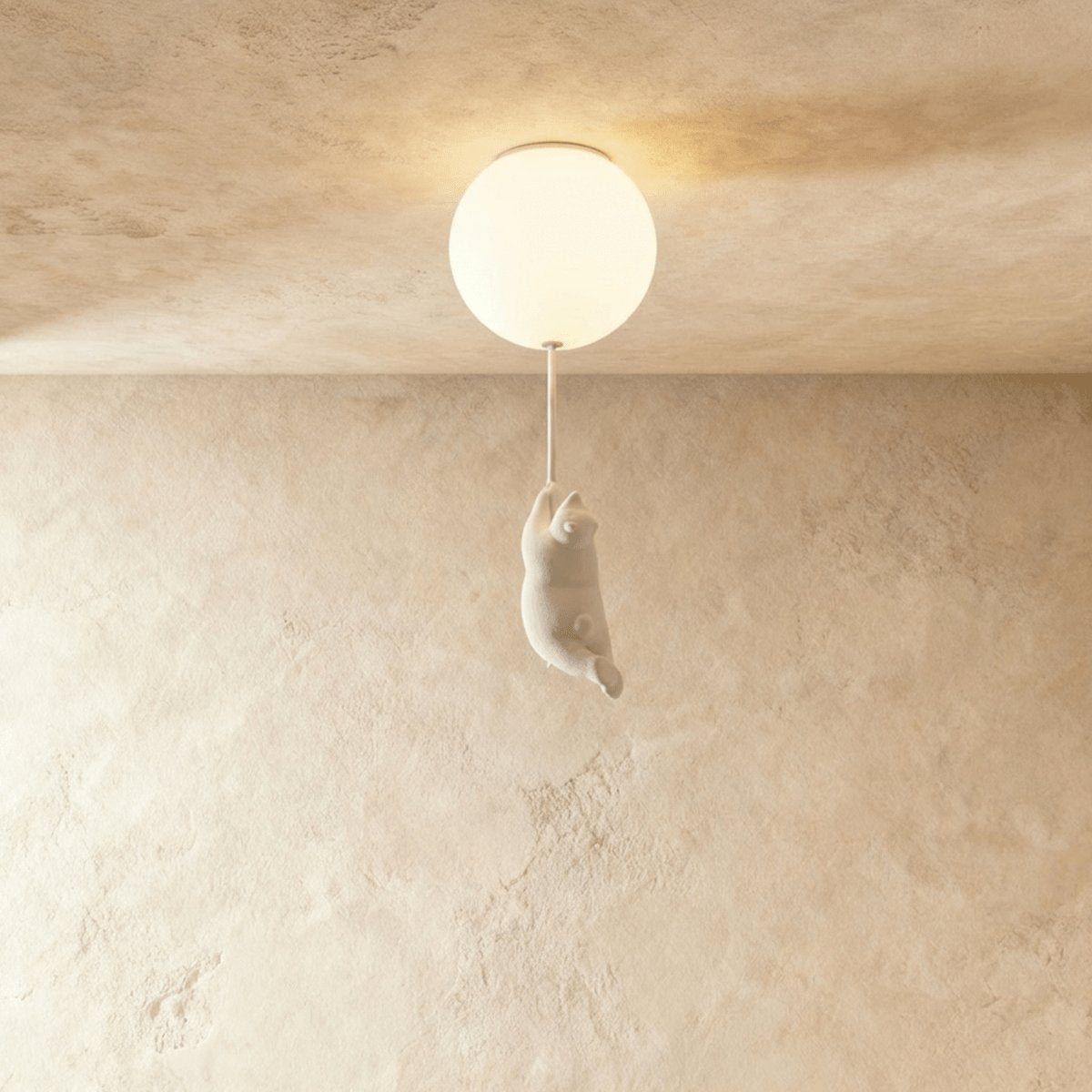 Minimalist Metal Ceiling Light with Bear Figurine