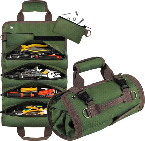 Garage & Vehicles : Roll-up tool bag for organizing tools in Green van Vandaliamo
