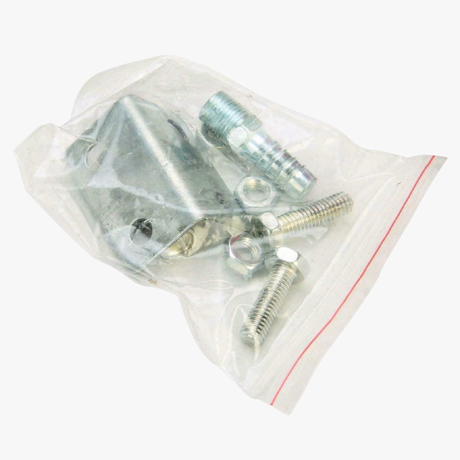 Roselva air horn mounting hardware kit including metal bolts, nuts, and a connector in a clear plastic bag